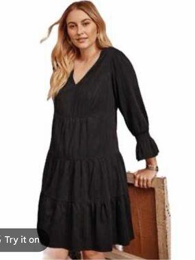 J. Jill Black V-Neck Tiered Mini Dress